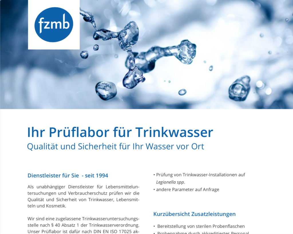 PDF Prüflabor für Trinkwasseranalytik fzmb GmbH